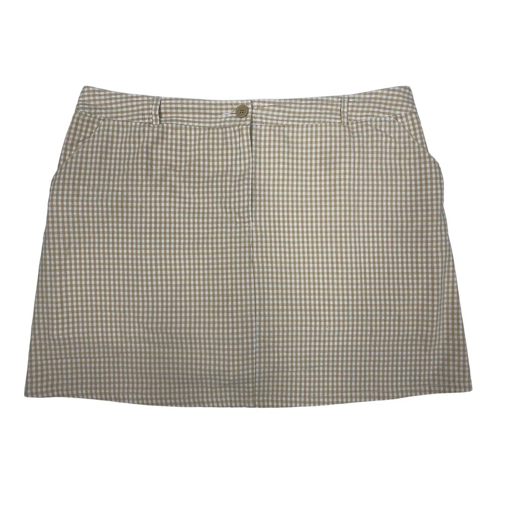 White Stag Women's Skirt Size 18W Brown and White Gingham